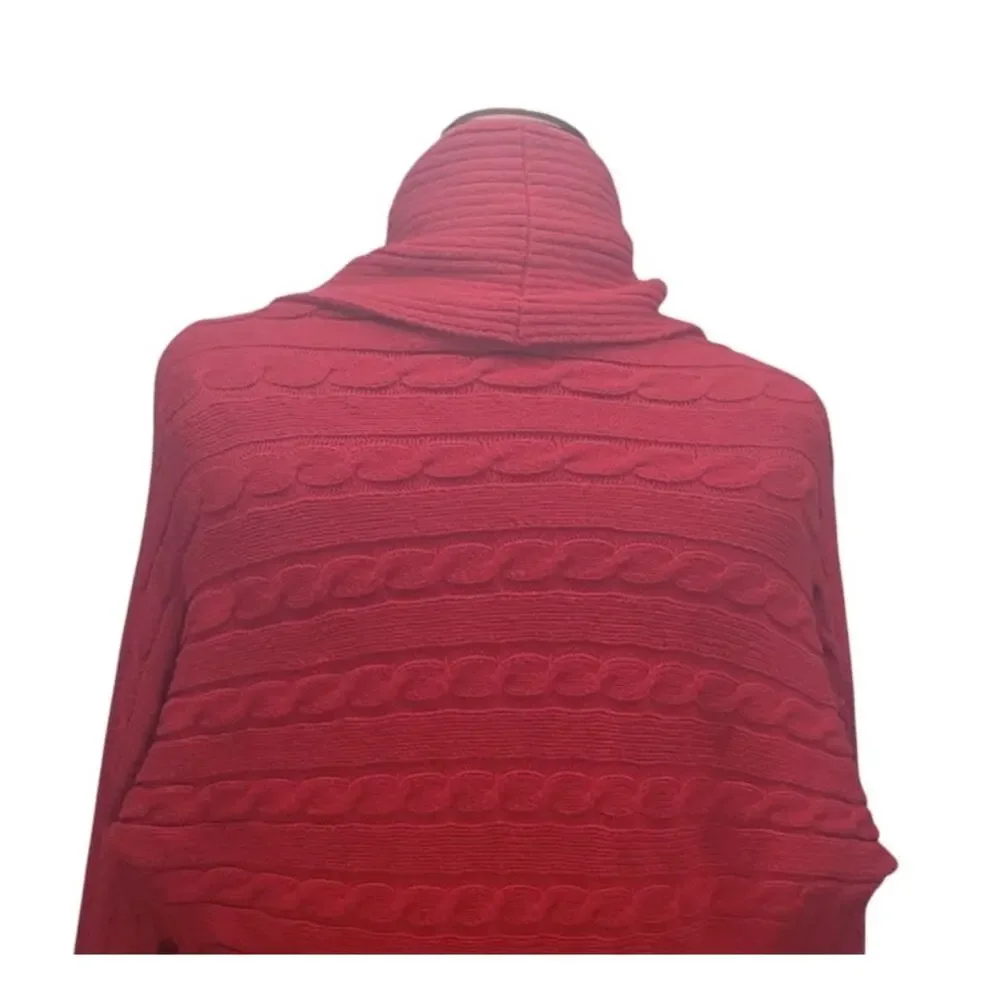 Chaps Women’s Plus 2X Red Cable Knit Waterfall Cardigan Sweater Cozy Cabincore